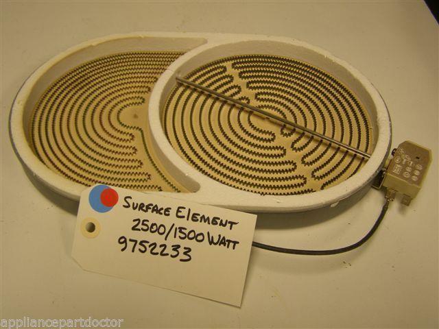 KITCHEN AID STOVE 9752233 DUAL SURFACE ELEMENT 2500/1500 WATT used KITCHEN AID STOVE 9752233 DUAL SURFACE ELEMENT 2500/1500 WATT used